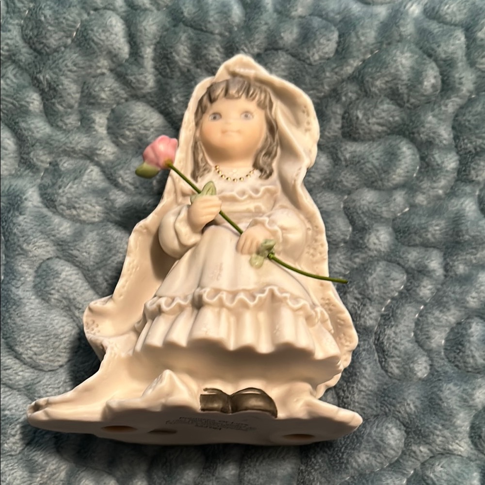 “Promises Of Love”Bride Porcelain Figurine with Pink Rose